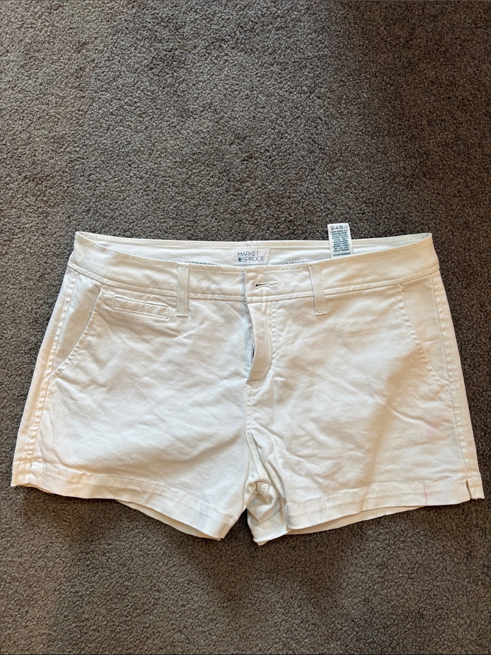 Market & Spruce White Cotton Chino Bermuda Shorts